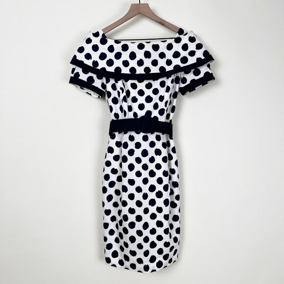 Rare Arnold Scaasi Vintage Polka Dot Midi Dress Pin-Up Cocktail Party 70's 80's - Picture 1 of 7